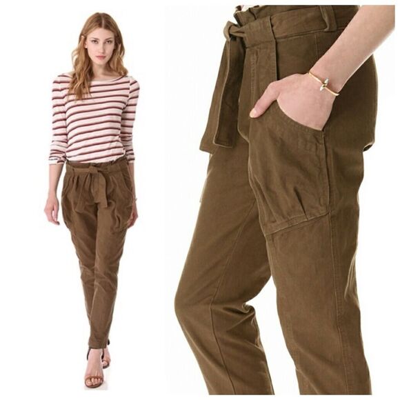 A.L.C. Randall Tapered Leg Utility Pants Paprerwag Waist in Olive Army Green - Picture 1 of 16